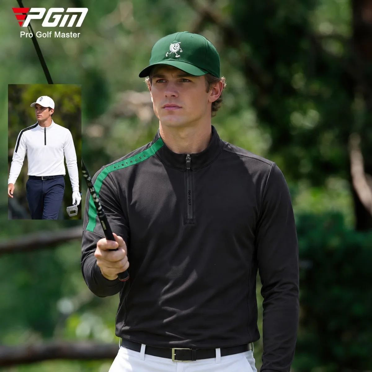 PGM 2026 New Golf Shirt Men Long Sleeve Stand Collar Stretch Zip Sports Jersey Base Layer Golf Training Tops