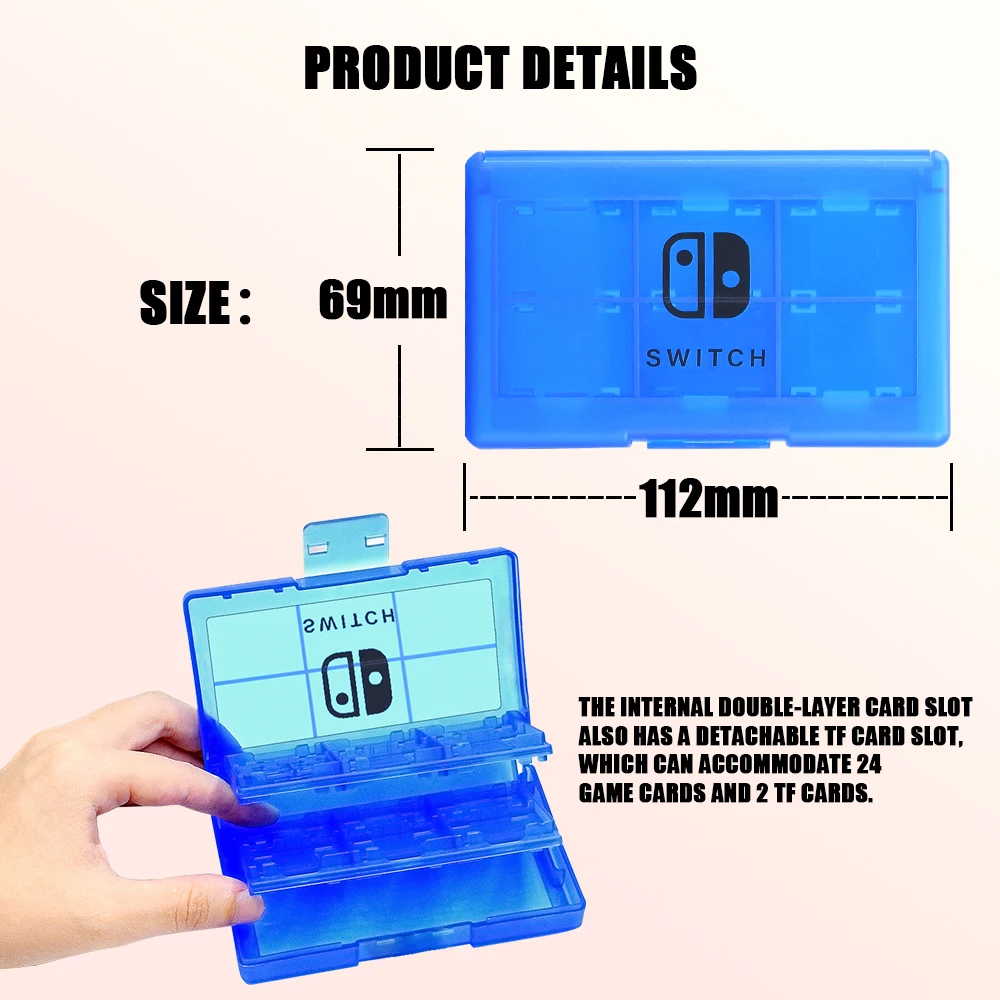 24 in 1 Mini Switch Game Card Storage Box Transparent ABS Waterproof SD Card Holder Case for Nintendo Switch Oled / Switch Box