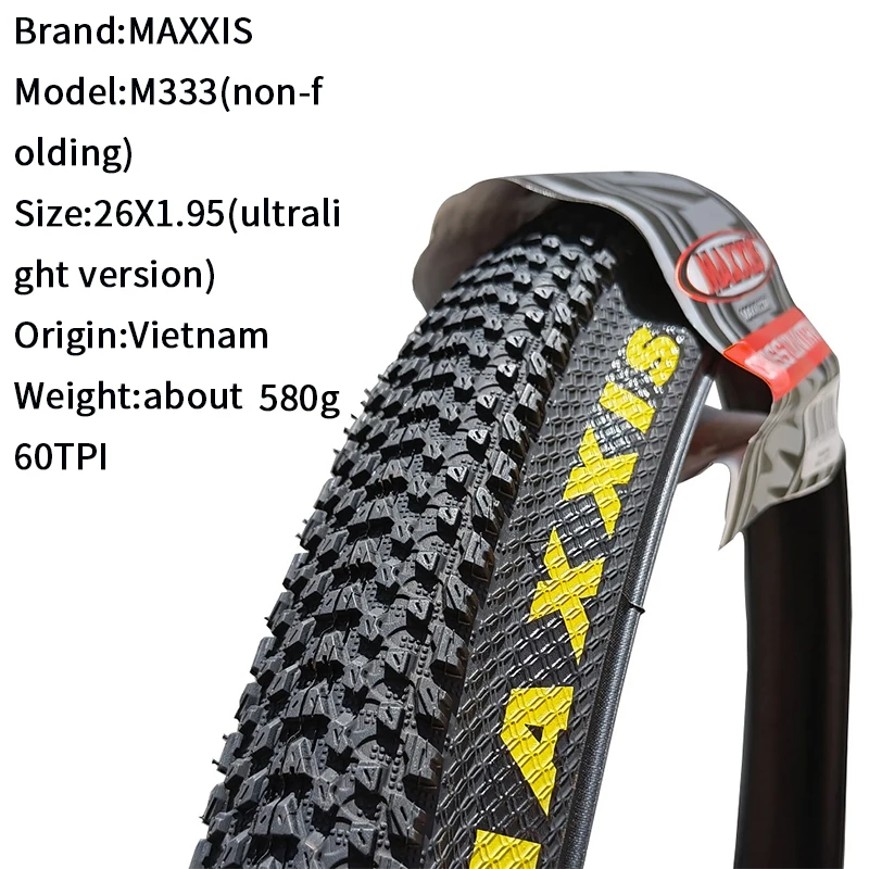 Maxxis M333 PACE Mtb Bicycle Tire 26 * 1.95 26 * 2.1 27.5 X1.95 27.5x2.1 29 x 2.1 29er Mountain Bike Tire Steel Wire Bicycle 1PC