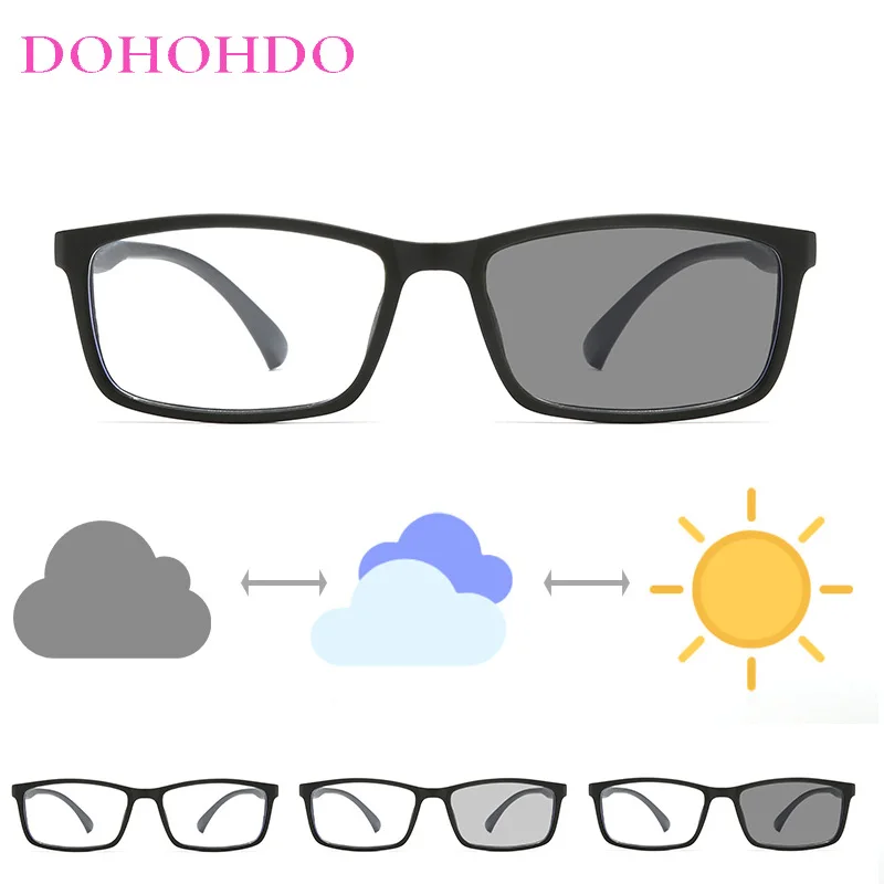 Square Full Frame Anti-blue Light Glasses Photochromic Sunglasses Women Men DOHOHDO Blue Light Blocked Oculos De Sol Eyewear