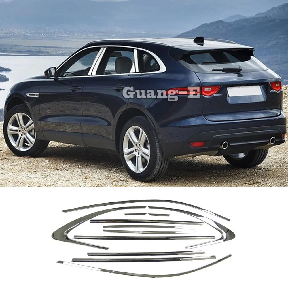 

Для Jaguar F-PACE FPace 2016 2017 2018 2019 2020 Автомобильная нержавеющая сталь украшение окошко средняя полоса отделка детали рамы