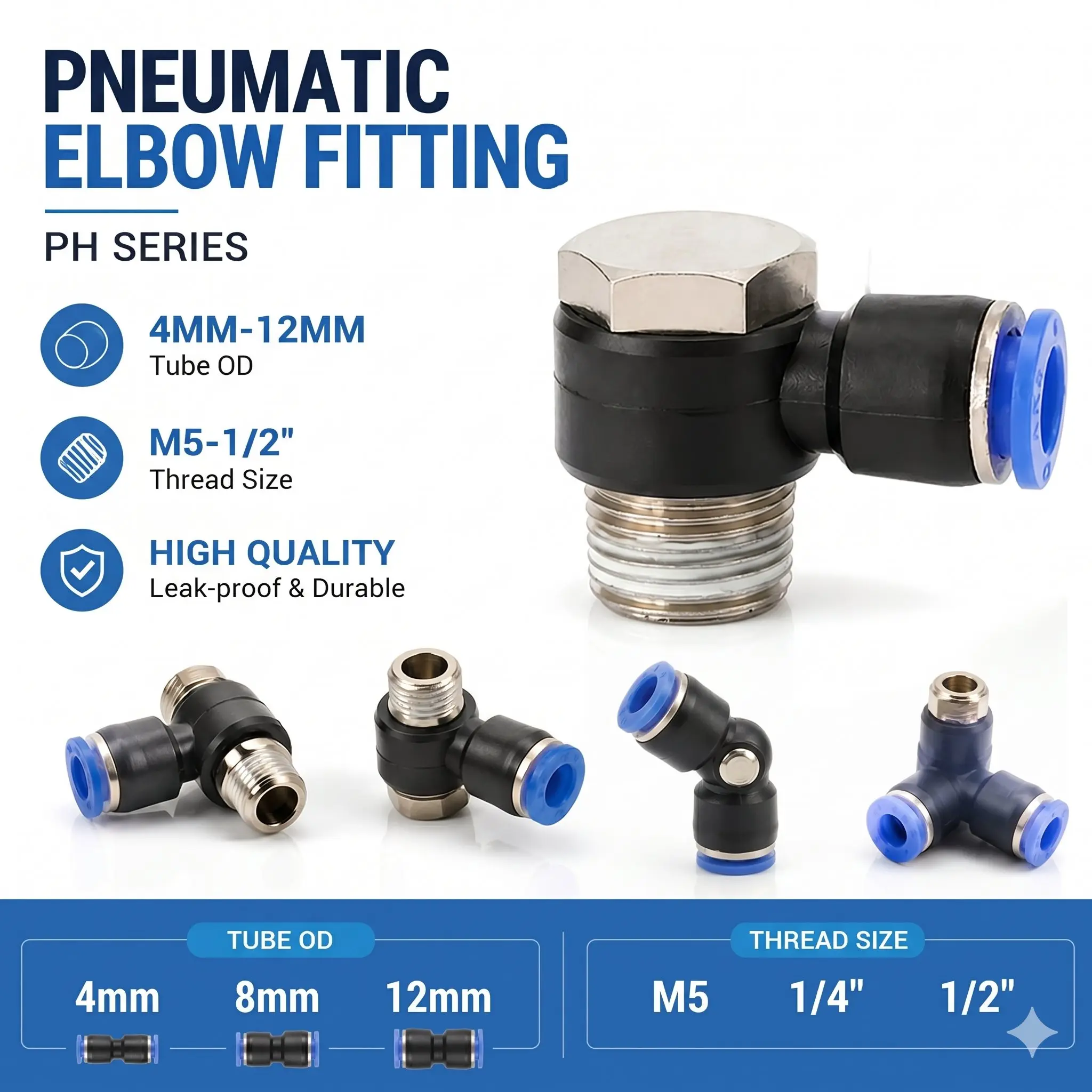10/50/200PCS Pneumatic Straight Connector BSPT Thread External Hex Air Hose Fitting 1/8-1/2 Inch for Air Compressor