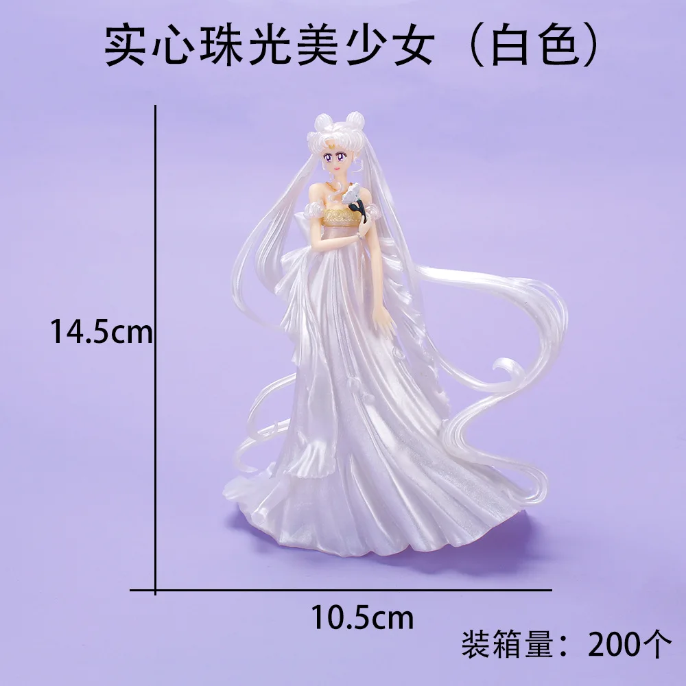 Süßes Sailor Moon Girl 14CM Tsukino Usagi Hochzeitskleid Modell PVC Spielzeug Sammlerstatue Kuchen Desktop Dekoration Kinder Weihnachtsgeschenke