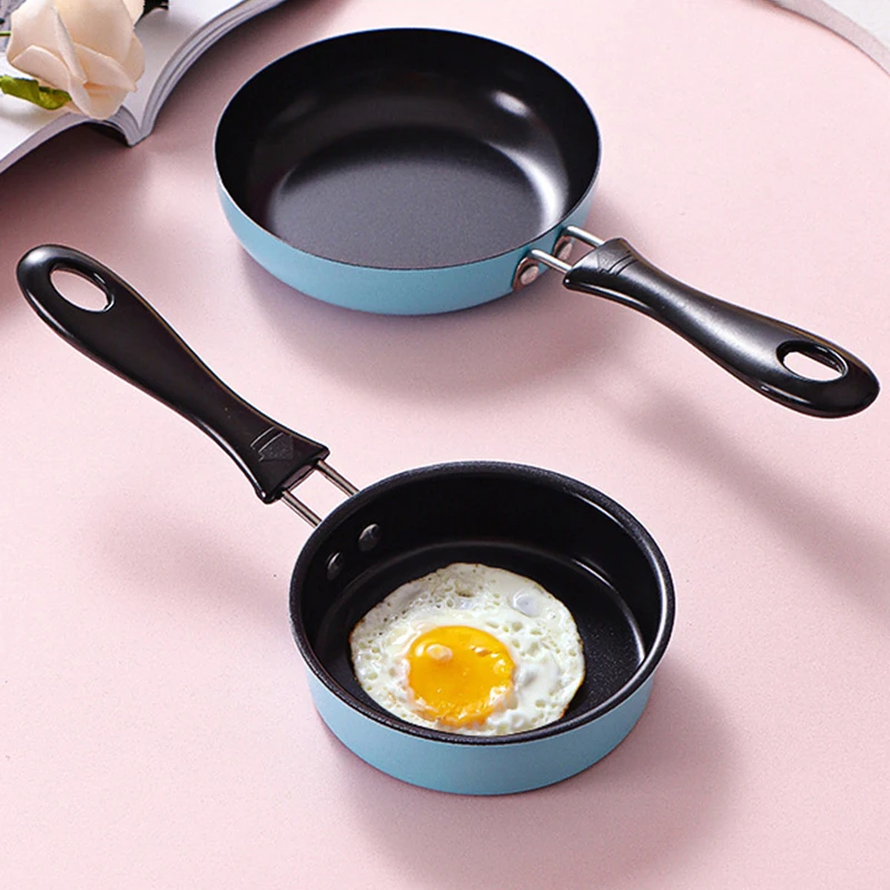 Mini Frying Pan Stainless Steel Prevent Stick Induction Pot Round Breakfast Small Fry Egg Pan With Long Handle Kitchen Gadgets