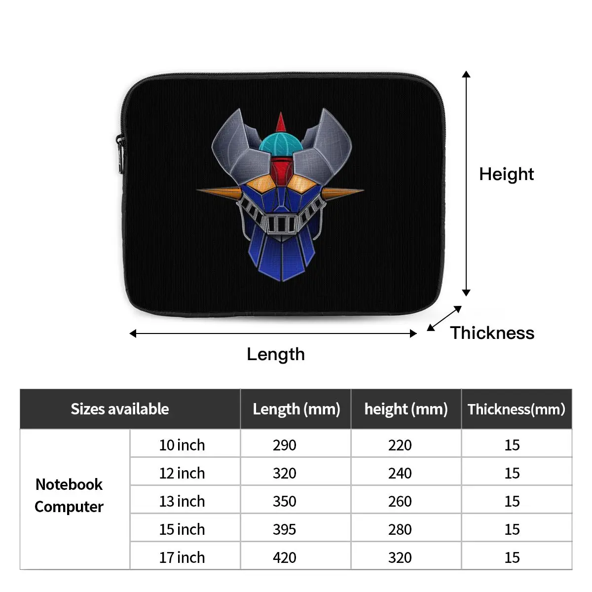 Mazinger Z Goldorak Actarus Grendizer Mask Notebook Laptop Bag Case Pouch For Macbook Air Pro Tablet Shockproof Case Bag