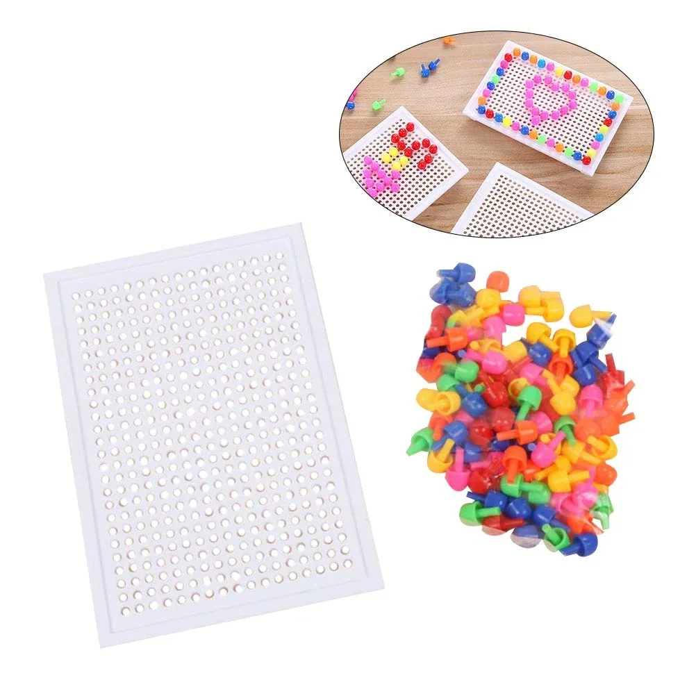 Paddenstoel Nagels Peg Puzzel Set Kids Pegboard Educatief Gebouw Bakstenen Diy Peg Puzzel Bord Speelgoed 3d Games Kinderen