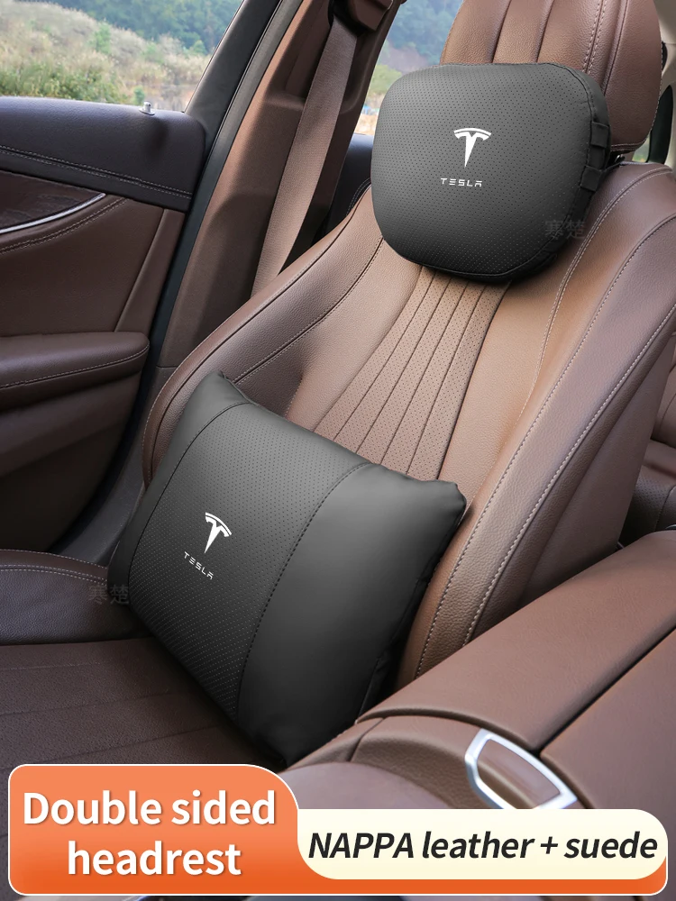 Auto Kopfstütze Nackenstütze Sitz Lendenkissen Atmungsaktives weiches Nackenkissen Taillenpolster für Tesla Model 3, Modell Y Modell S Modell X