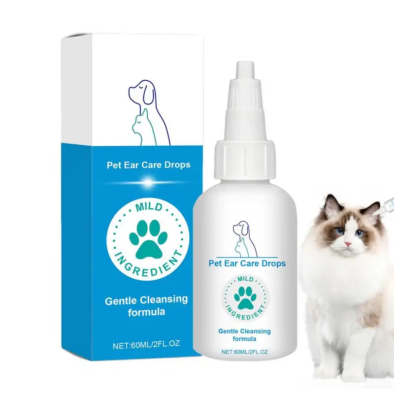 Cat Ear Drops 60ml Ear Cleanser Pet Ear Drops Mild Dog Ear Cleaning Solution Pet Cleaning Supplies Dog Ear Care For Small