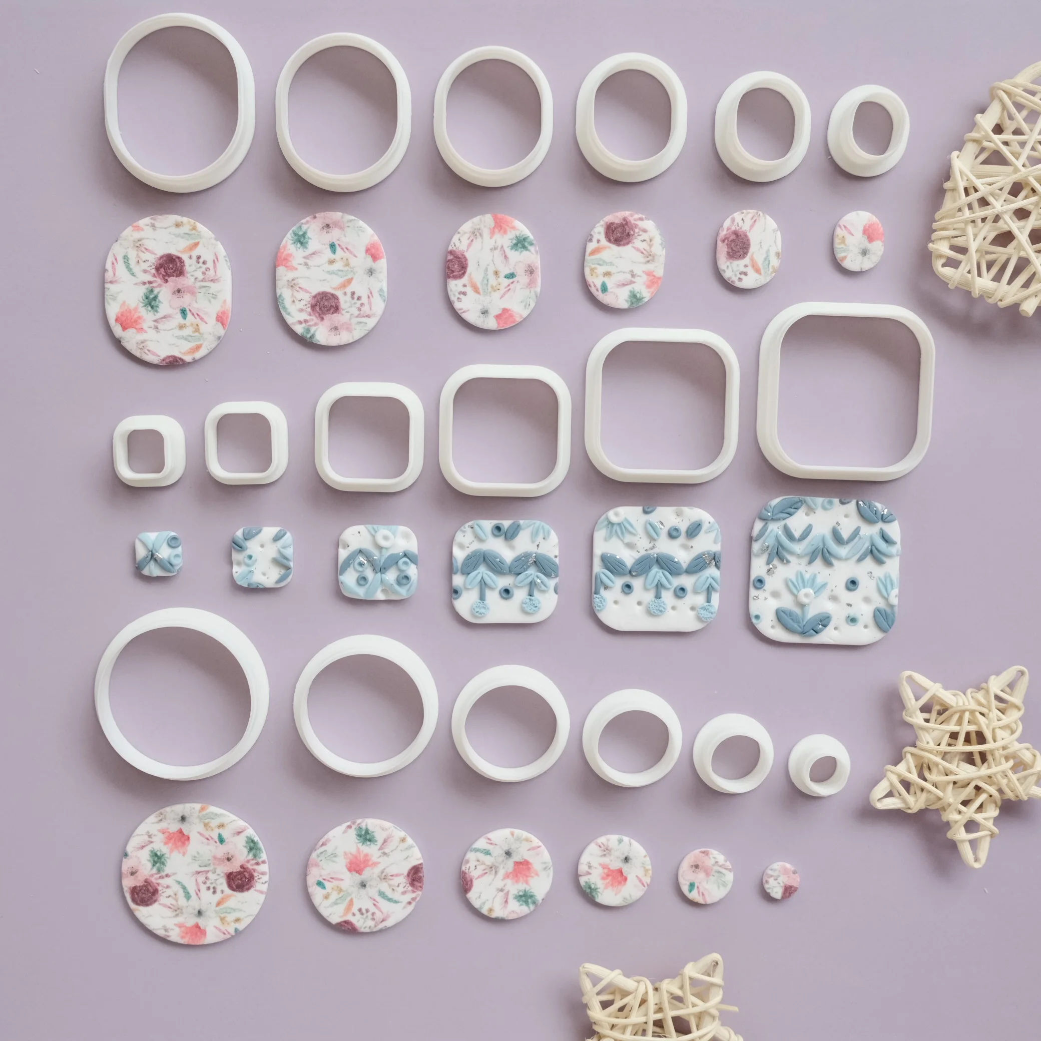 6 шт. круглые глиняные фрезы разных размеров, форма для пухлых кругов из глины для изготовления ювелирных подвесок, закругленный квадратный резак для глины