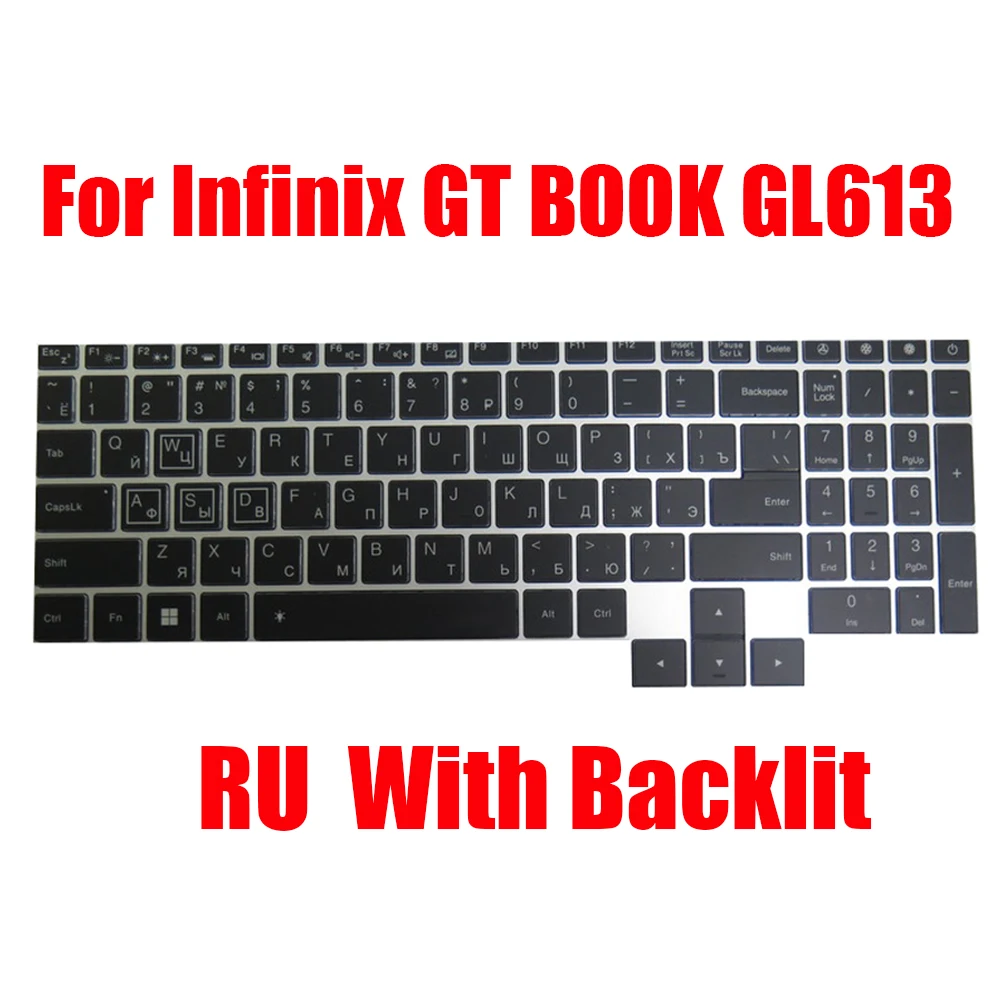 US RU Laptop Keyboard For Infinix GT BOOK GL613 English Russia Black With Backlit New