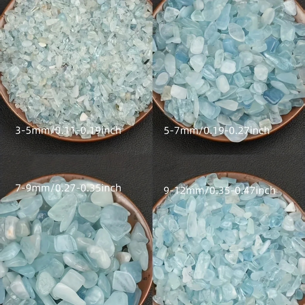 1bag Natural Aquamarine Chips,Irregular Shaped Gemstones for DIY Aquarium & Home Decor,Translucent to Opaque Light Blue