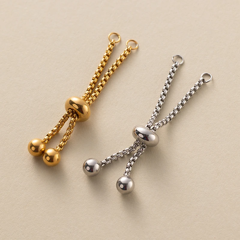 2pcs/Lot Stainless Steel Adjustable Rings Fitting Slider Chains for DIY Loops Connector Jewelry Making Accessories Findings