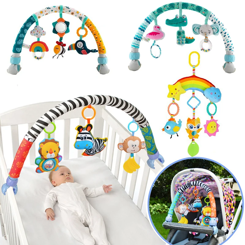 赤ちゃんのおもちゃベビーカーアーチミュージカルガラガラおもちゃおしゃぶり付きバシネットベビーベッドベビーカーカーシート開発おもちゃ赤ちゃんのための 0 6 12 ヶ月