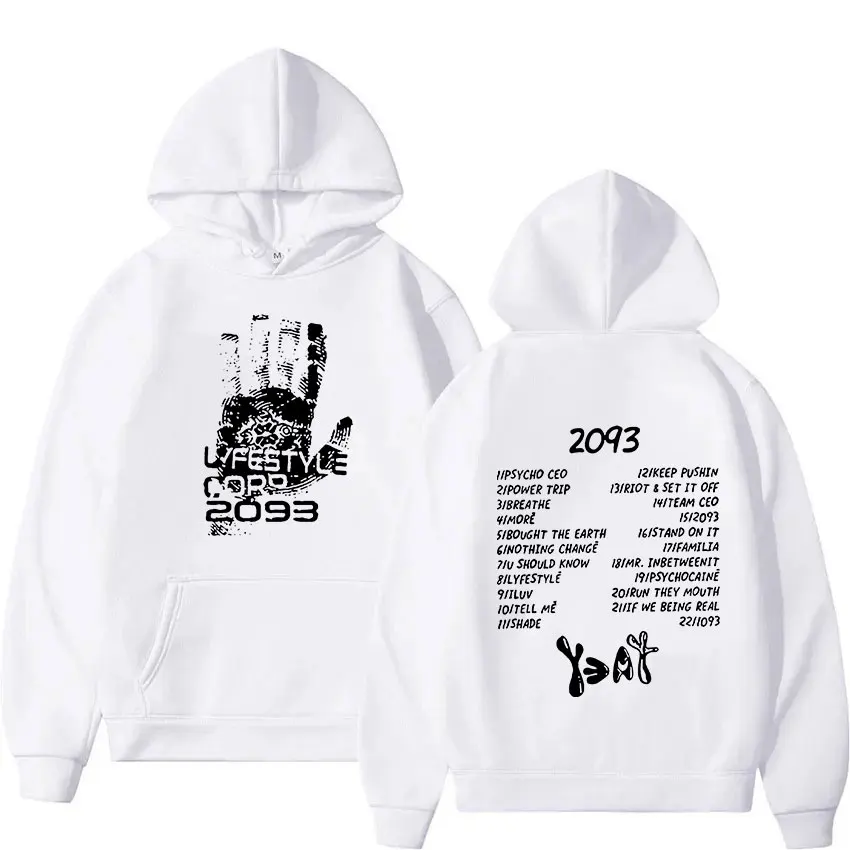 2025 Rapper Yeat 2093 Lyfestyle Tour 2024 Hoodie Men's Hip Hop Fashion Oversized Sweatshirt Unisex Vintage Pullover Hooded Stree