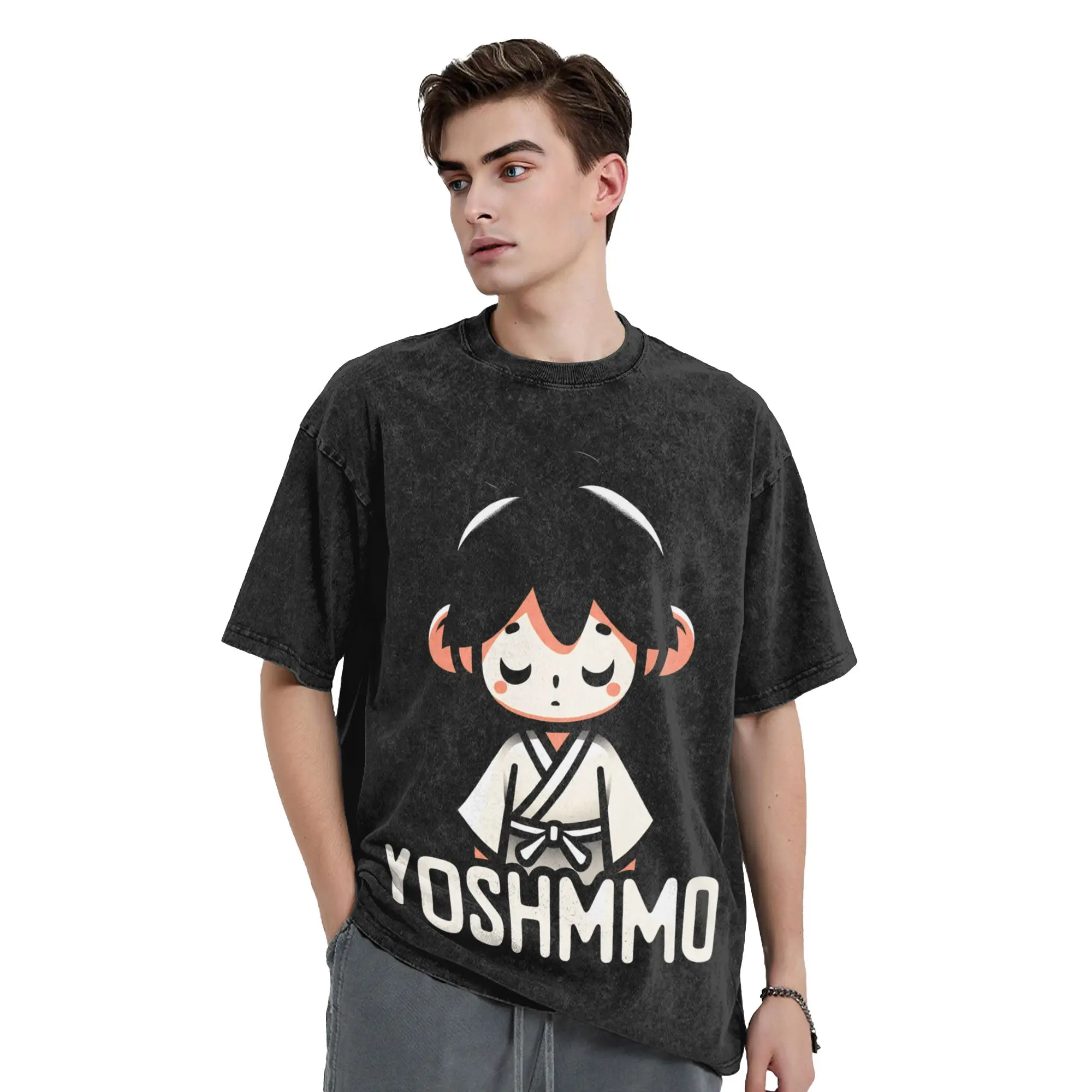 Harajuku Washed T Shirt Yoshitomo Nara Cotton T-Shirts  Hippie Tshirt for Male Summer Y2K Funny Printed Tops