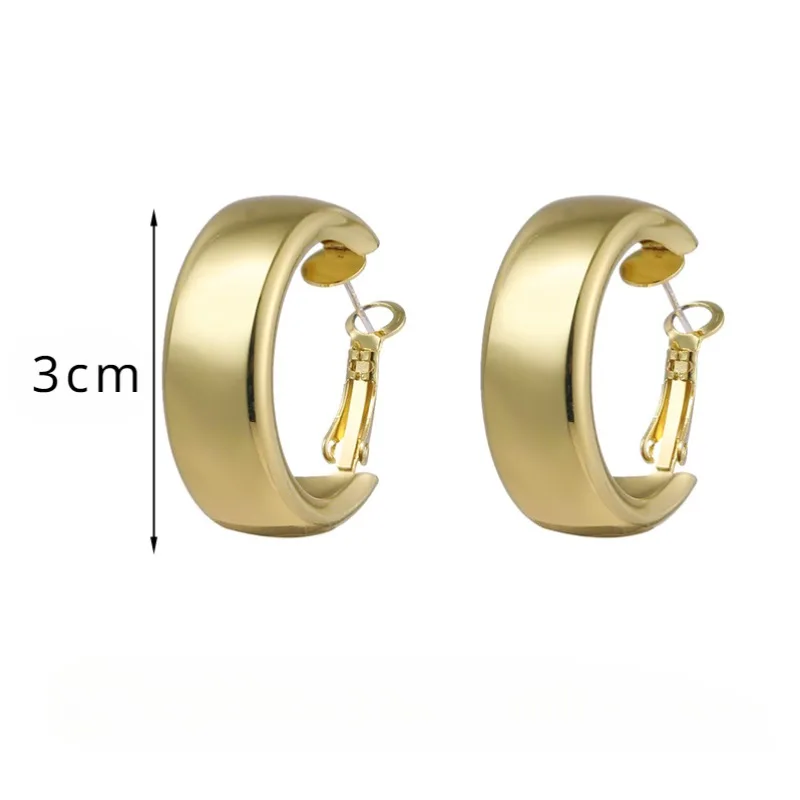 Simple Stainless Steel Gold Color Hoop Earrings For Women Vintage Circle Round Minimalist Earrings Party C-shape Jewelry Gifts