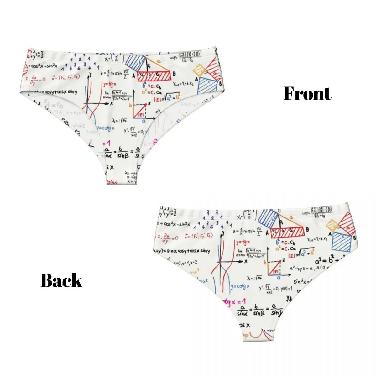 Custom Women's Mathematics Formulas Math Numbers Brief Panties Female Stretch Geek Science Puzzle Underwear Underpants