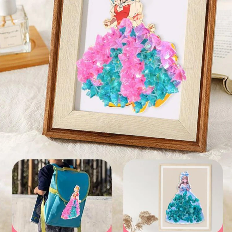 Princess Creative Puzzle Puncture Painting Poke Art DIY Toys Kid Poking and Painting Material Package Craft Kit As Children Gift