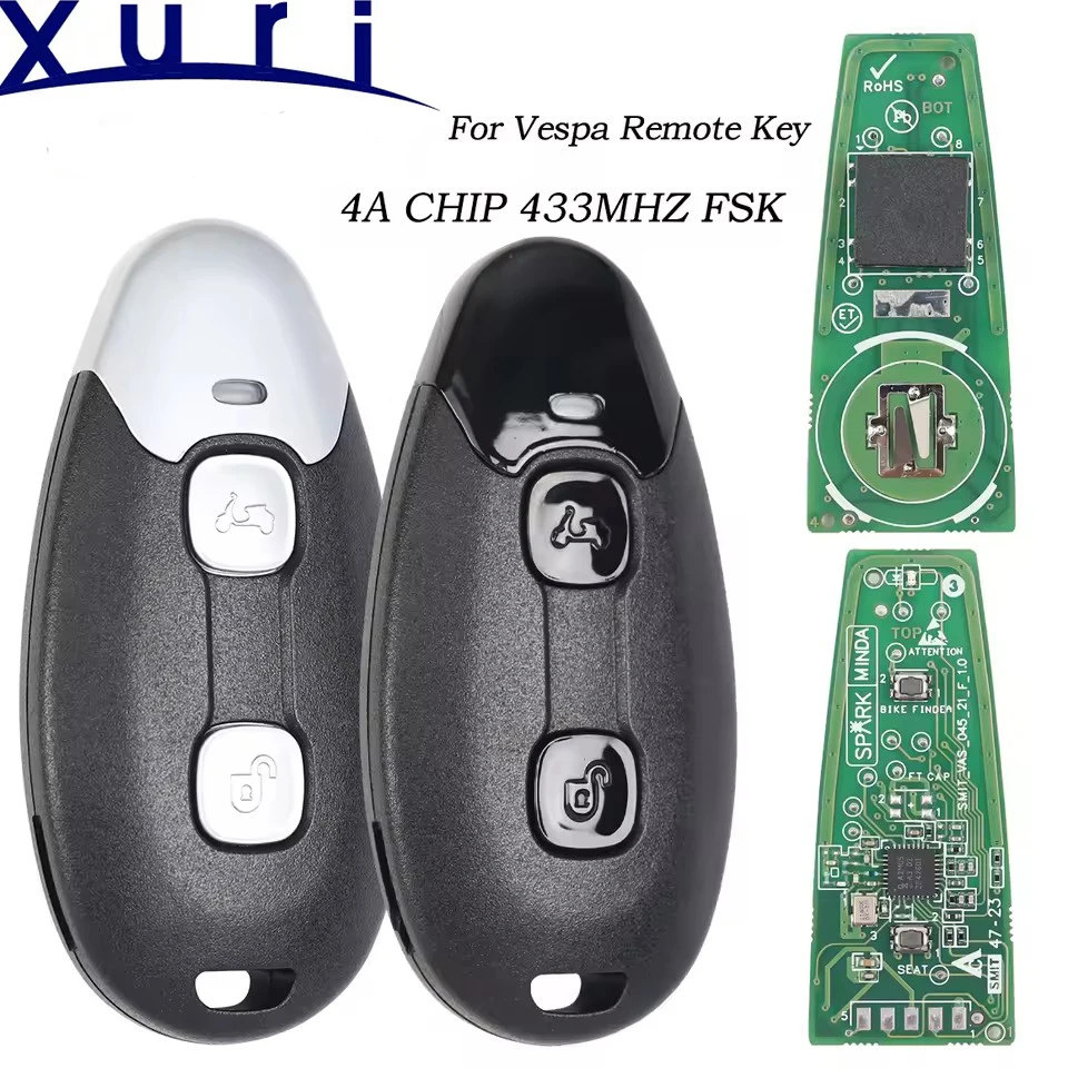 

Умный пульт дистанционного управления Xuri для мотоциклетного ключа ID4A, чип 433 МГц для Piaggio Vespa GTS 300 310 ABS GTV 300 HPV E5 GTS 125 ABS E5