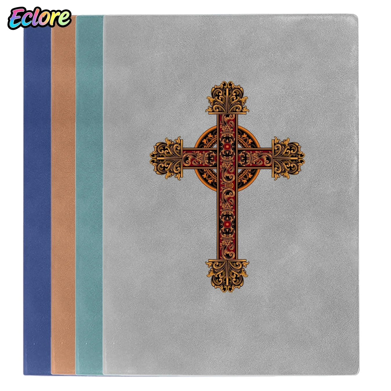 Vintage Leather Notebook with Baroque Cross Emboss, Classic Journal for Office Meeting, Diary, Study, Planner, Gift for Students