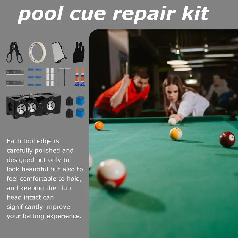 

Pool Cue Repair Kit Professional Repairers Kit Tip Shaper Multifunctional Complete Pool Repair Tool Billiard Accessories For