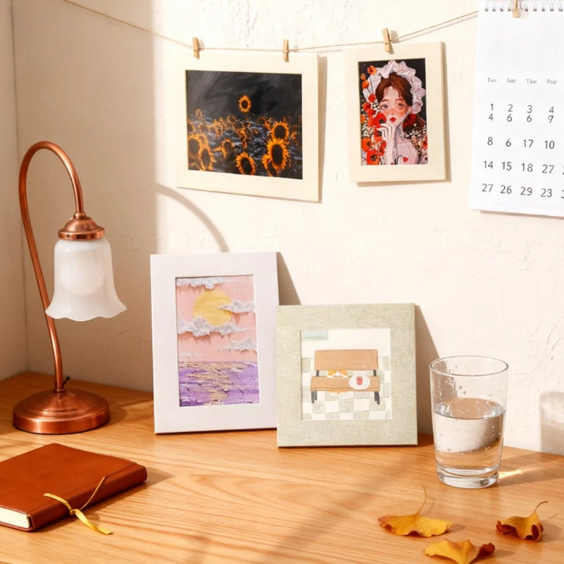 10pcs Children's Oil Painting Simple Cardboard Photo Frame Freely Matched Reused for Creative Collage Art Paintings Photo Walls