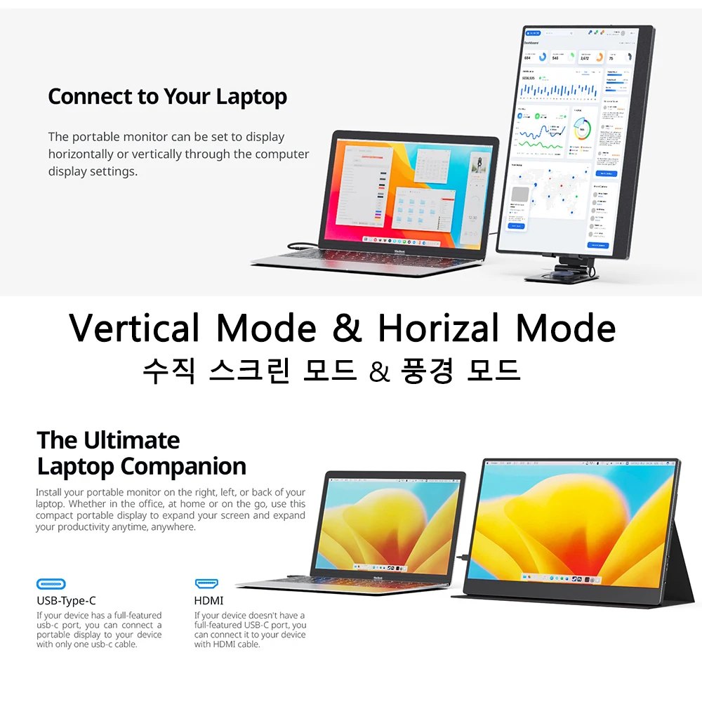 XIAN WEI 15 Inch 1920X1080 Portable Monitor HDR Office Aluminum Alloy External IPS Display For Laptop XBox PS4/5 Switch Phone