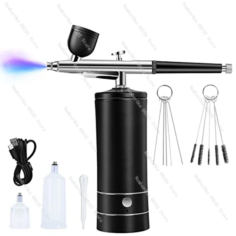 Airbrush Kit Rechargeable Cordless  Compressor,30PSI High Pressure,Portable Handheld Gun