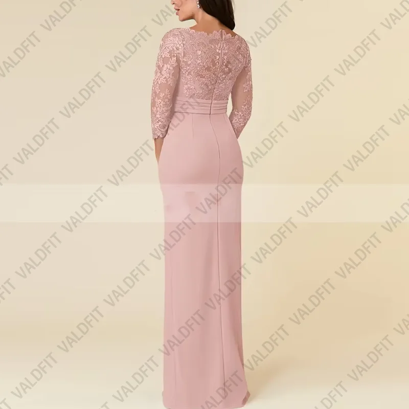 Customized Long Dusty Rose Mother of the Bride Dresses with 3/4 Sleeve Evening Gowns vestidos para madre de novia 2024