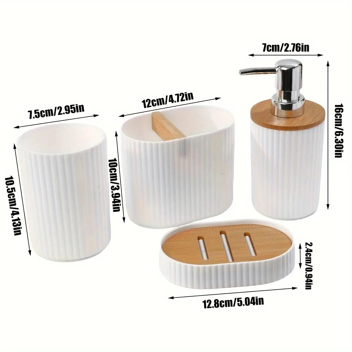 4pcs Bathroom Accessories Set Plastic Bathroom Accessories Toothbrush Holder Mouthwash Cup Soap Dispenser Soap Dish