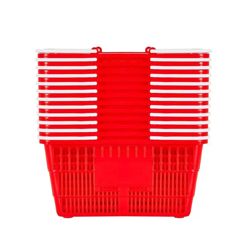 Cestas De Compras, 12 Unidades, Cestas De Supermercado Apilables De Plástico Pe De 21 L Con Asas, Estructura De Malla Densa, Capacidad Para Hasta 20 Libras, Portátiles Para Compras, Comercios, Supermercados, Uso Doméstico, Color Rojo — -65%, 195.78€ Coupon, from 105.42€ – 65% descuento – €105.42