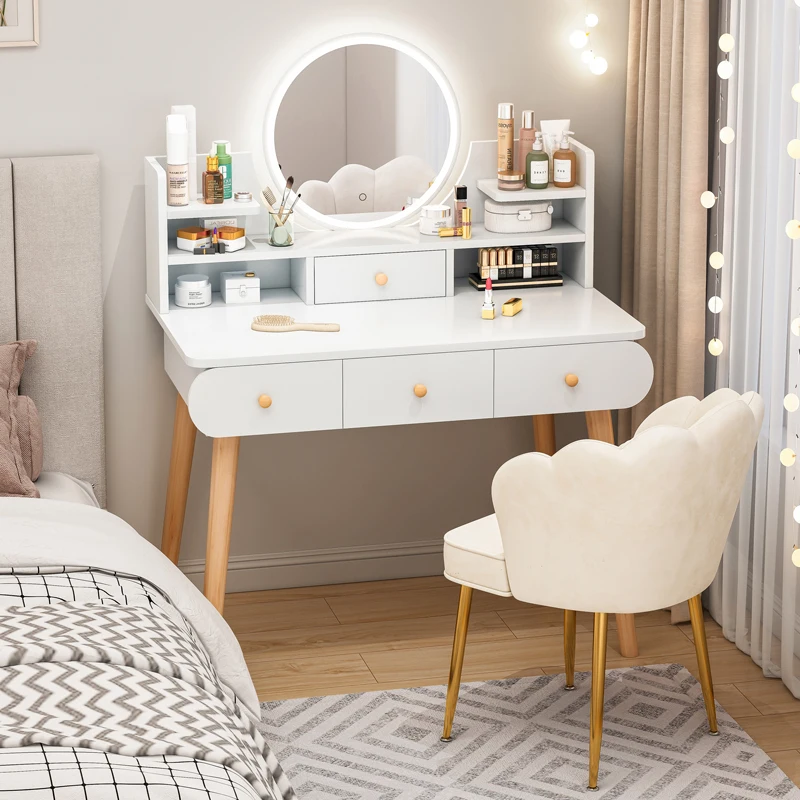 

White Industrial Dressing Table Jewellery Organiser Storage Modern Dressing Table Flowers Bedroom Moveis Para Casa Furnitures
