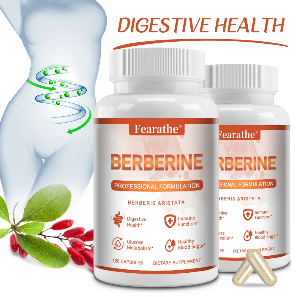 

Berberine Supplement Capsules - Blood Sugar Balance, Cardiovascular Health, Aid Digestion, Promote Metabolism, 120 Capsules