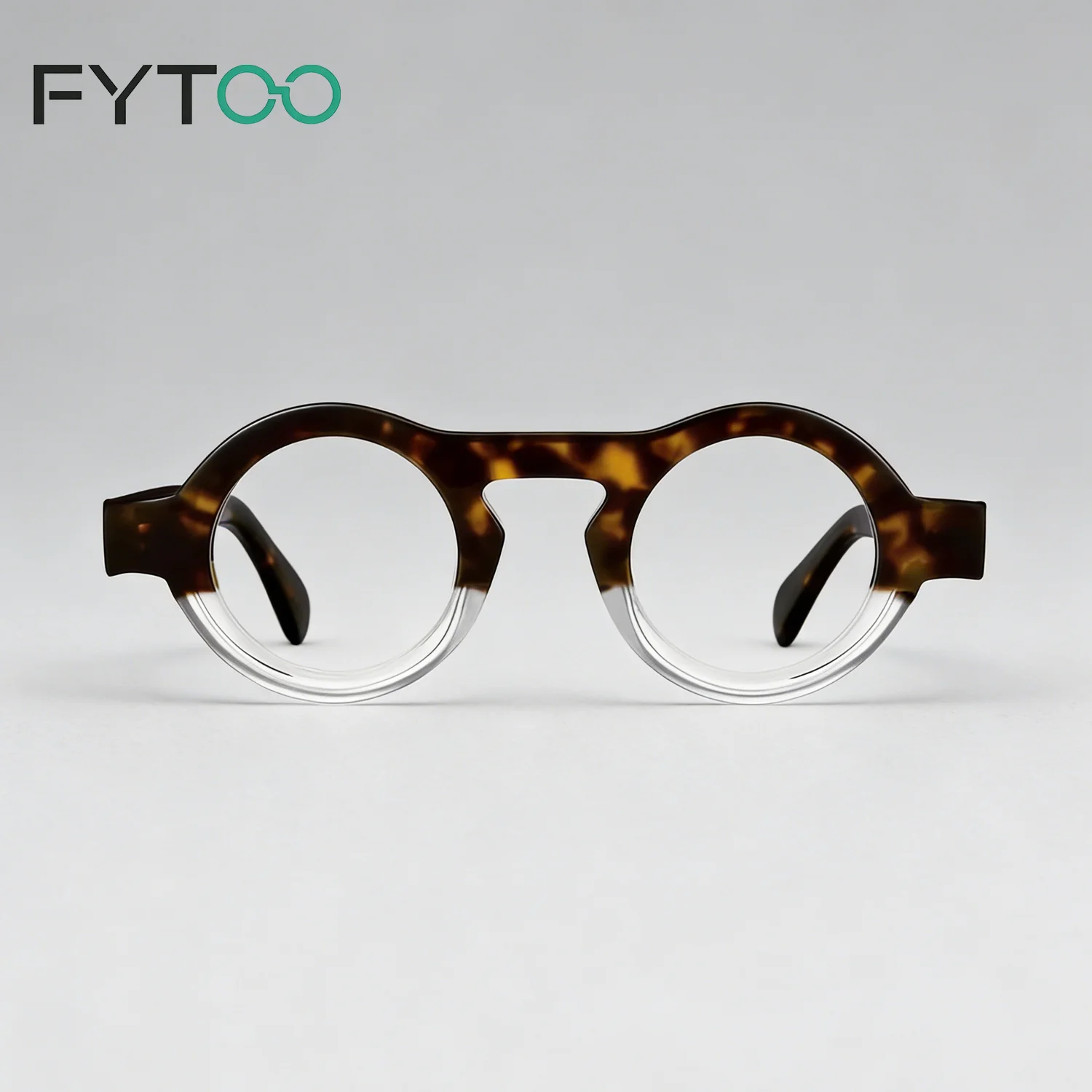 

FYTOO Ретро-художественные черепаховые прозрачные круглые ацетатные очки с цветными блоками унисекс, подходят для повседневного ношения или идеального подарка.