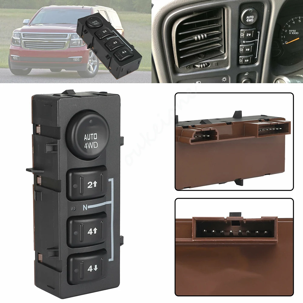 Interruptor de tracción de rueda 4WD, botón de interruptor de caja de transferencia 4x4 para Chevrolet, Suburban, Avalanche, Tahoe, GMC, Yukon, SIERRA, accesorios de coche