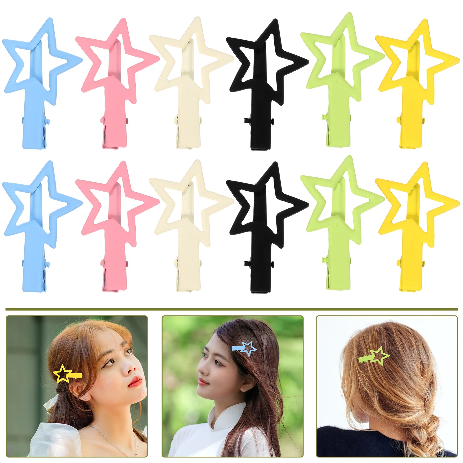 

12 Pcs Star Women Women Clips Decorative Hair Clip For Hair Clips Small Size Lightweight Durable Hairpins