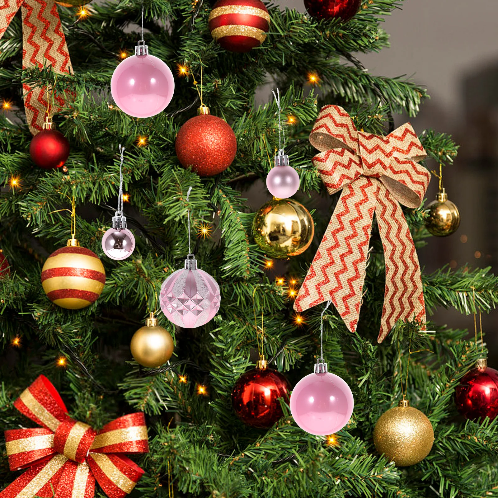

40 Pcs Christmas Hanging Decor Ball Decorations Tree Pendant Accessories Textured Ornaments