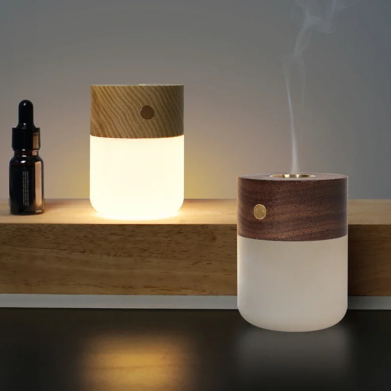 Essential Oil Diffuser Wood Aromatherapy Diffuser lampe a huile Oil Sleep Lamp USB Charging Bedside Night Light Christmas Gift