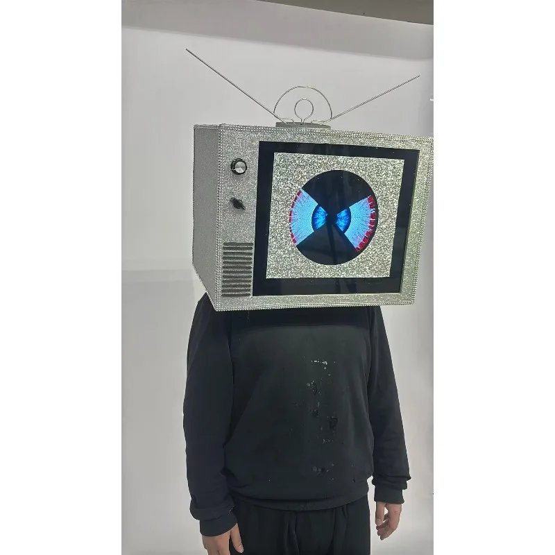 Mirror surface TV mask New nightclub performance helmet Cosplay drag focus props