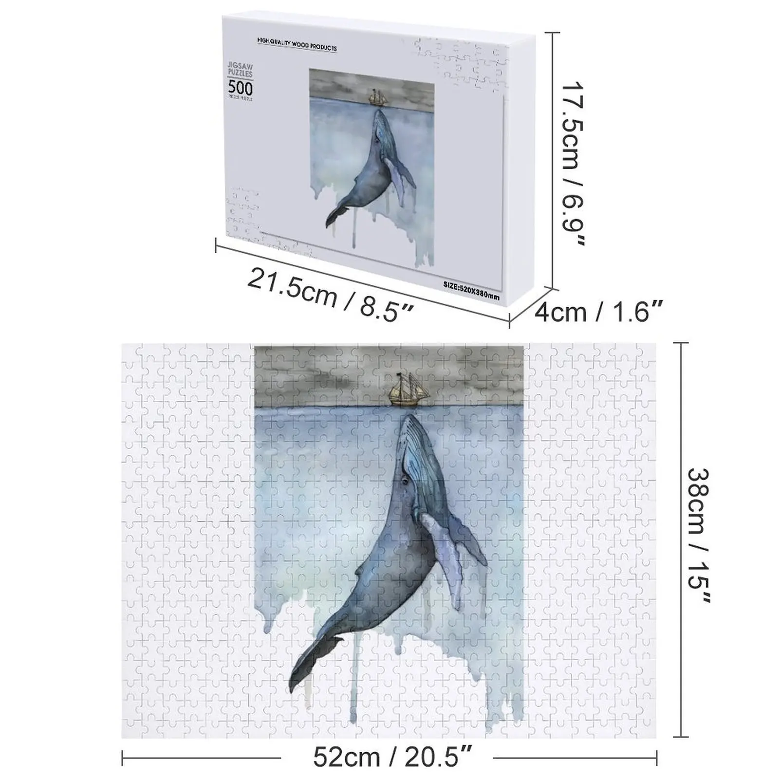 Ocean Whale Jigsaw Puzzle Personalized Baby Object Name Wooden Toy Woodens For Adults Custom With Photo Puzzle