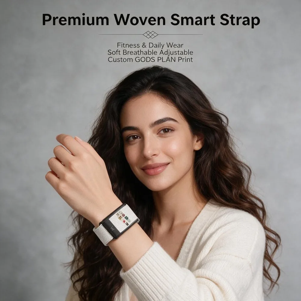 Compatible with WHOOP 5.0/MG White Background Black Text Nylon Woven Printed Replacement Sport Wristband