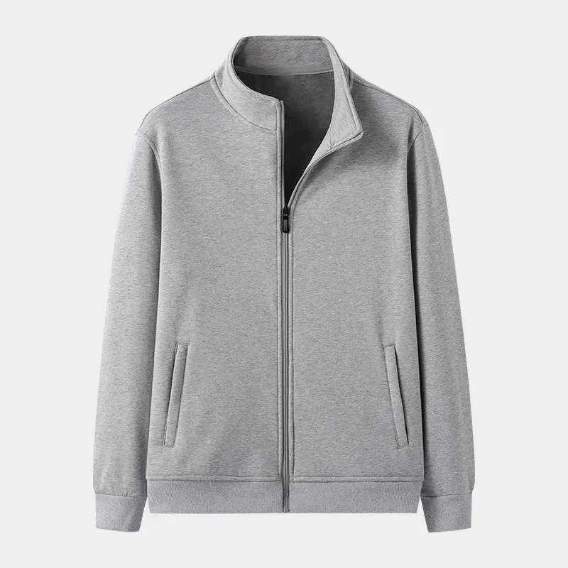 ملابس رياضية رجالية مبطنة بالصوف وياقة واقفة للعمل، سويت شيرت مريح كاجوال بقلنسوة، نمط الخريف والشتاء، ملابس خارجية