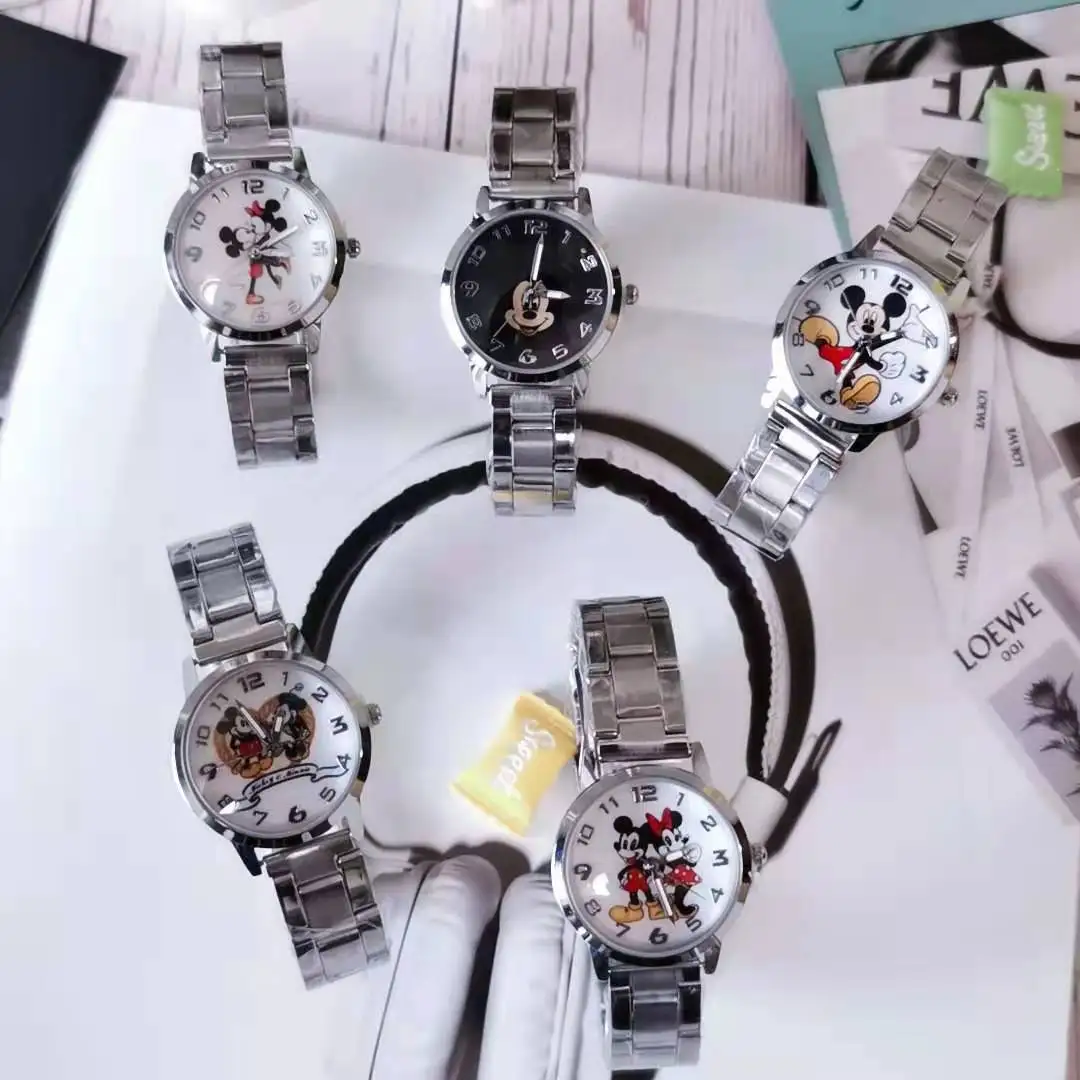 Kinderen Horloge Disney Mickey Minnie Leuke Jongen Meisje Cartoon Mickey Mouse Rvs Waterdichte Quartz Horloge Verjaardag Cadeaus