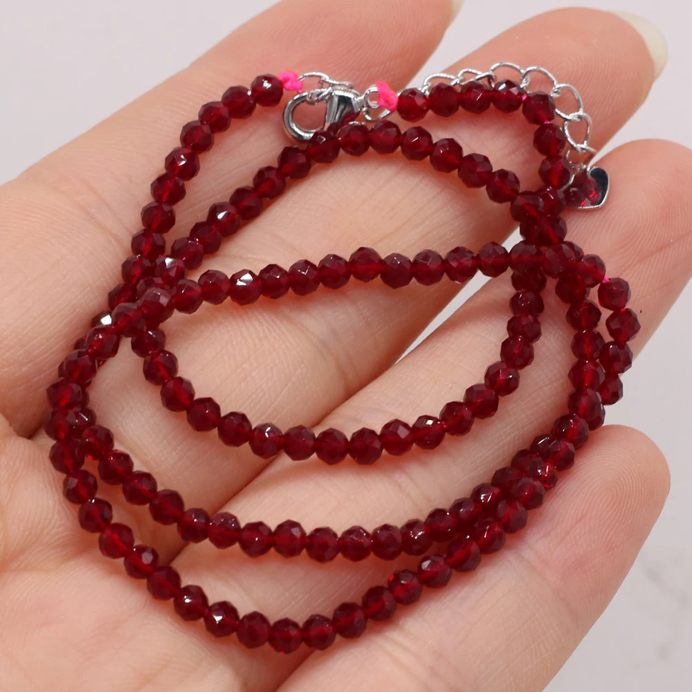 3mm Natural Stone Faceted Bead Necklace Irregural Spinel Stone Necklace fit Women Jewelry Accessories Gift Length 38cm