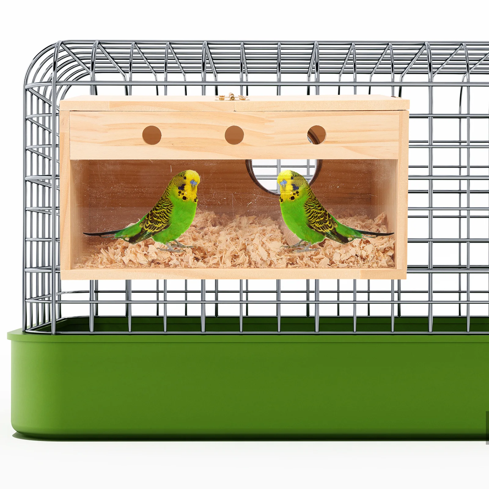 

Wooden Bird Nesting Box for Parrot Breeding Safe Natural Material Compact Design Garden Balcony Decoration Bird for Budgie