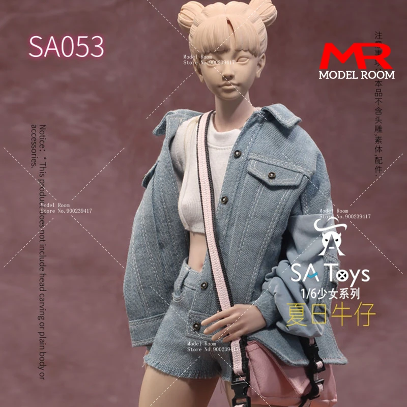 SA Toys SA053 1/6 Female Summer Denim Set Jacket Shorts T-Shirt Socks Bag Clothes Model Fit 12'' Soldier Action Figure Body Doll