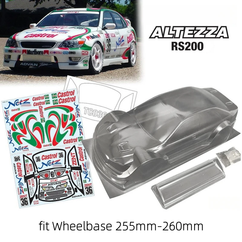 

Корпус кузова Altezza RS200 RC Drift, ширина 190 мм для дорожного автомобиля 255–260 мм, колесная база Tamiya Kyosho Yokomo 3Racing hsp