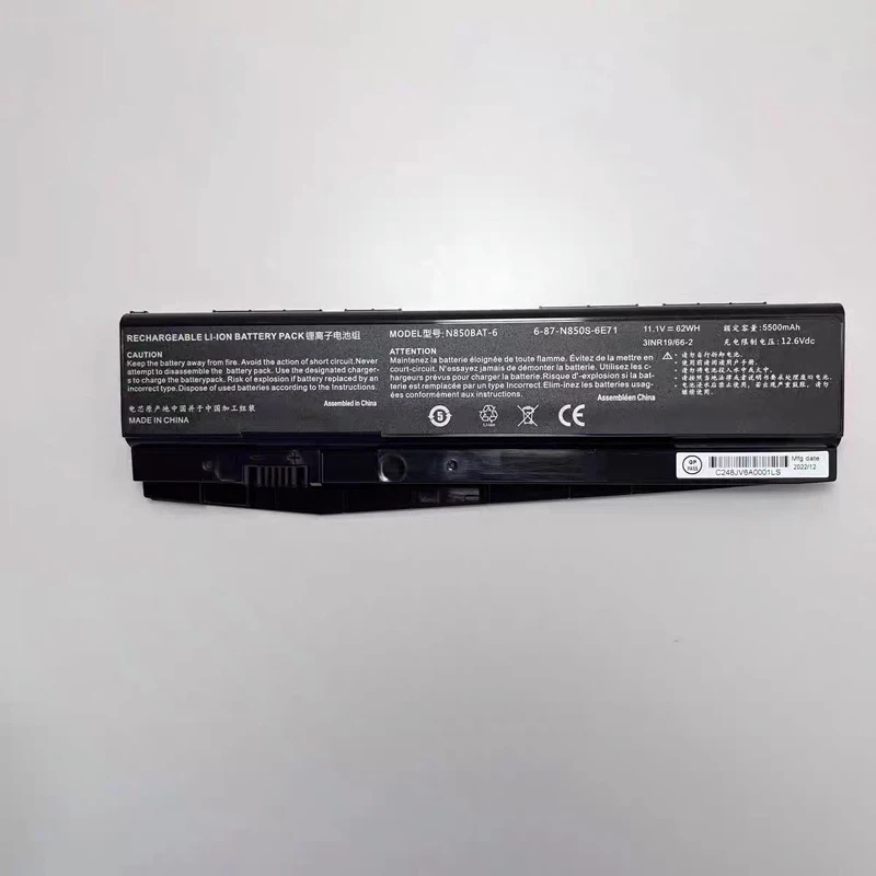 N850BAT-6 Laptop Battery for Clevo N850 N850HC N850HJ N870HC N870HJ1 N850HN Hasee Z7M-KP7G1 Z7M-KP7S1 T6TI-X7 T6TI-X5 11.1V 62Wh