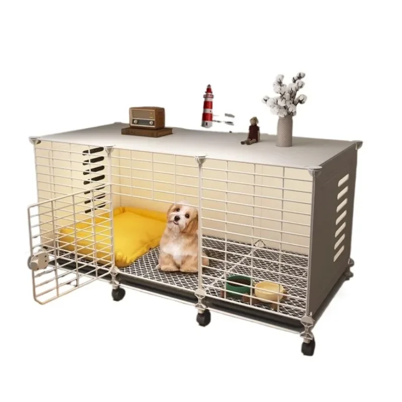 

Dog cage, small dog home indoor kennel toilet integrated, winter warm dog fence