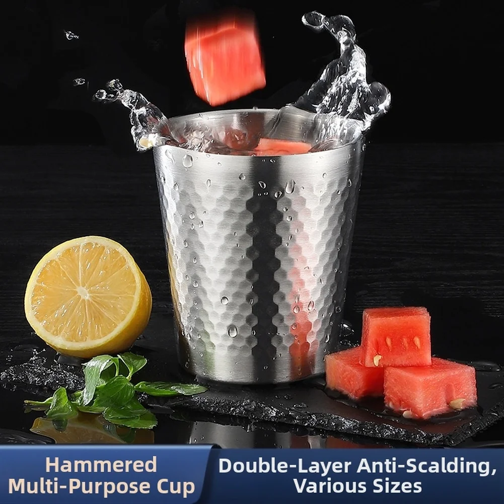 Perfect For Parties Hammered Finish Cup Double Wall Insulated Tumbler Stylish Drinkware Vacuum Sealed Insulation